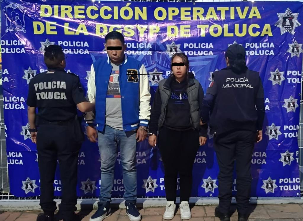 Detienen a dos personas por presunto robo en el Centro de Toluca; videovigilancia y Botón de Pánico facilitaron su ubicación